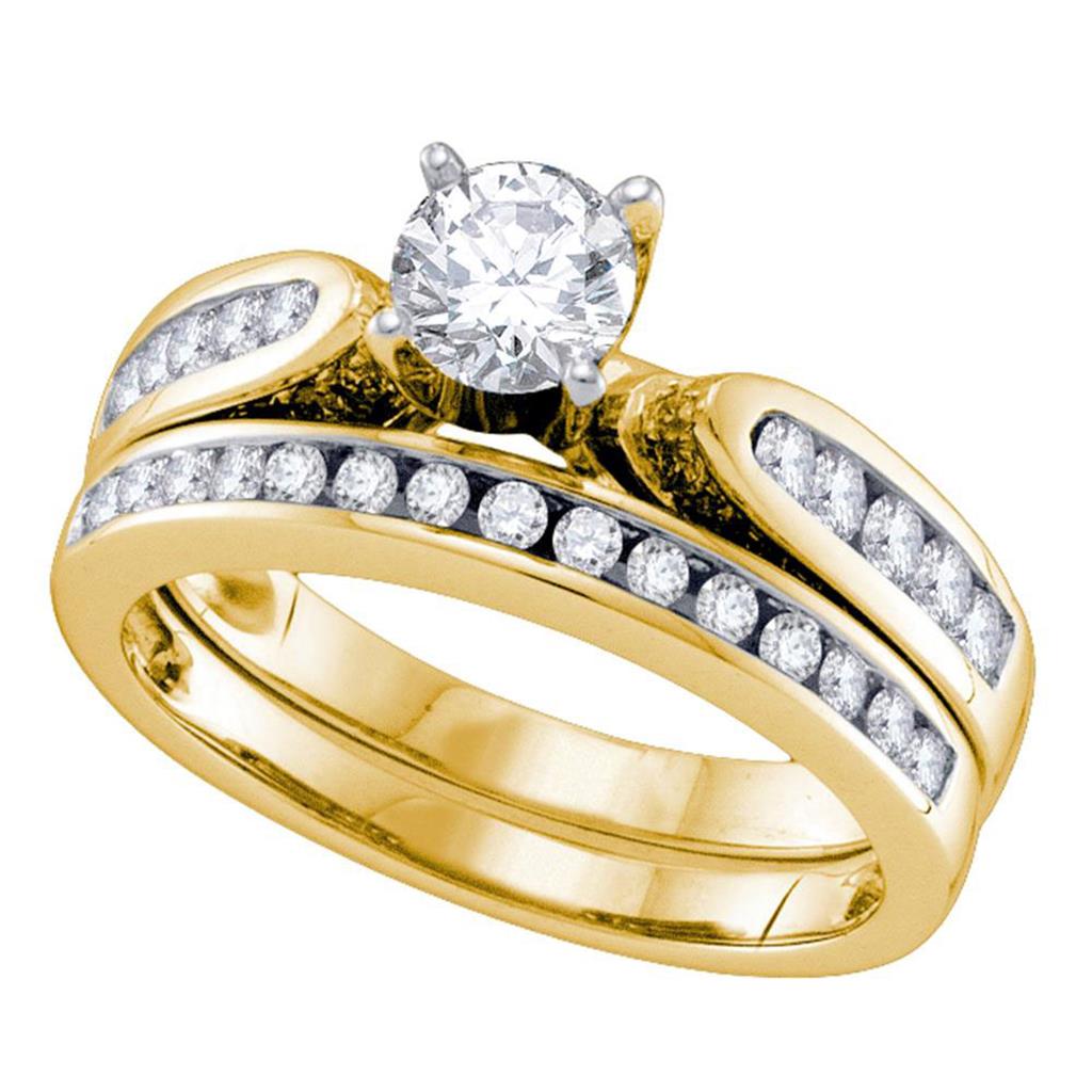 gndatlanta 14k Yellow Gold Round Diamond Bridal Wedding Ring Set 1 Cttw