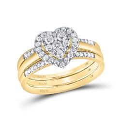 gndatlanta 14k Yellow Gold Diamond Heart Bridal Wedding Ring Set 1/2 Cttw