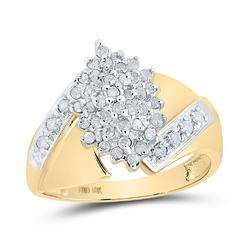 gndatlanta 14k Yellow Gold Round Diamond Cluster Ring 1/2 Cttw