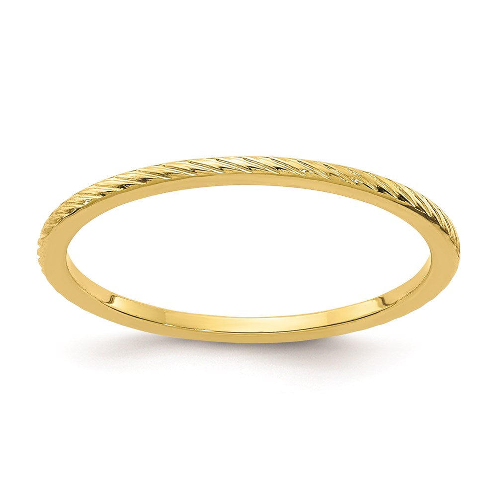Goldia 10K Gold 1.2mm Twisted Wire Pattern Stackable Band