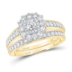 gndatlanta 14k Yellow Gold Round Diamond Bridal Wedding Ring Set 1 Cttw (Certified)
