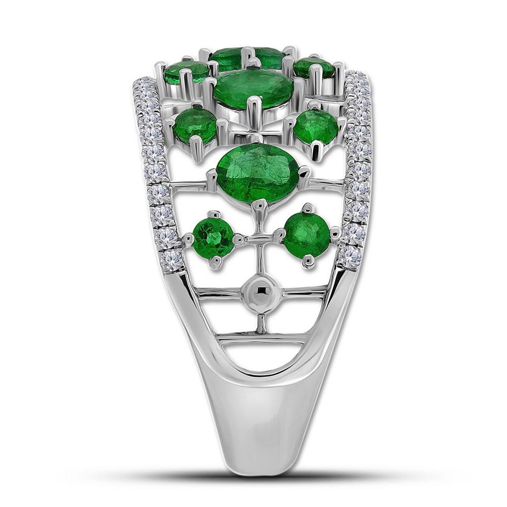 gndatlanta 18k White Gold Oval Emerald Fashion Ring 1-5/8 Cttw
