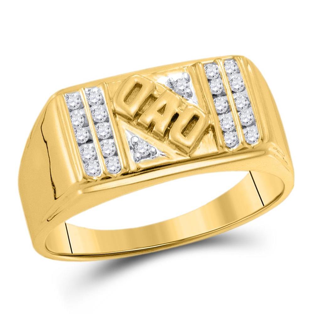gndatlanta 10k Yellow Gold Round Diamond Dad Father Ring 1/8 Cttw