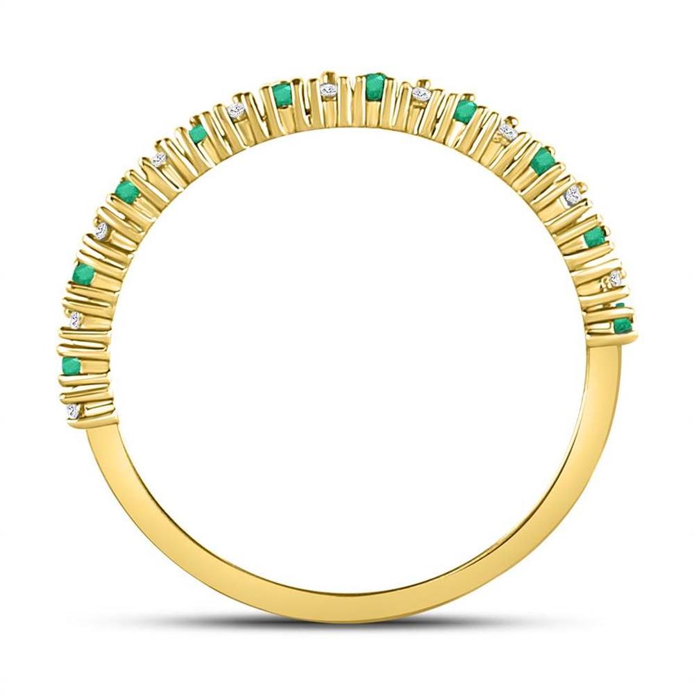 gndatlanta 10k Yellow Gold Round Emerald Diamond Stackable Band Ring 1/5 Cttw