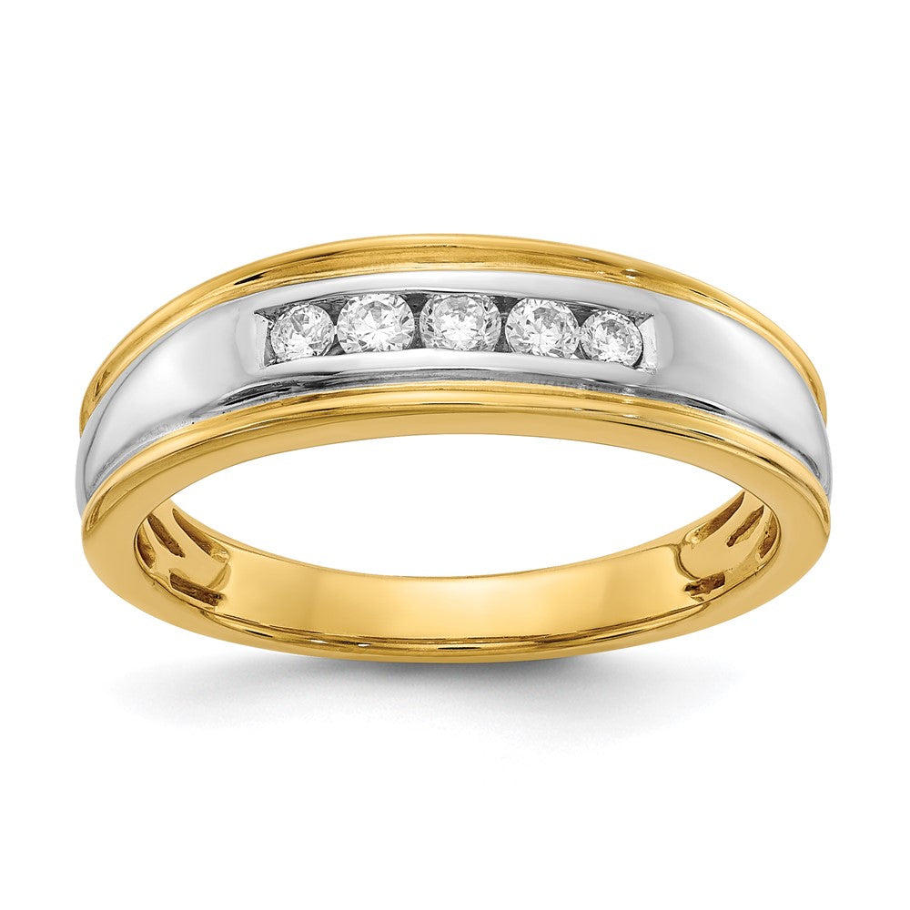 Goldia 14k Yellow & White Gold Real Diamond Men's Ring