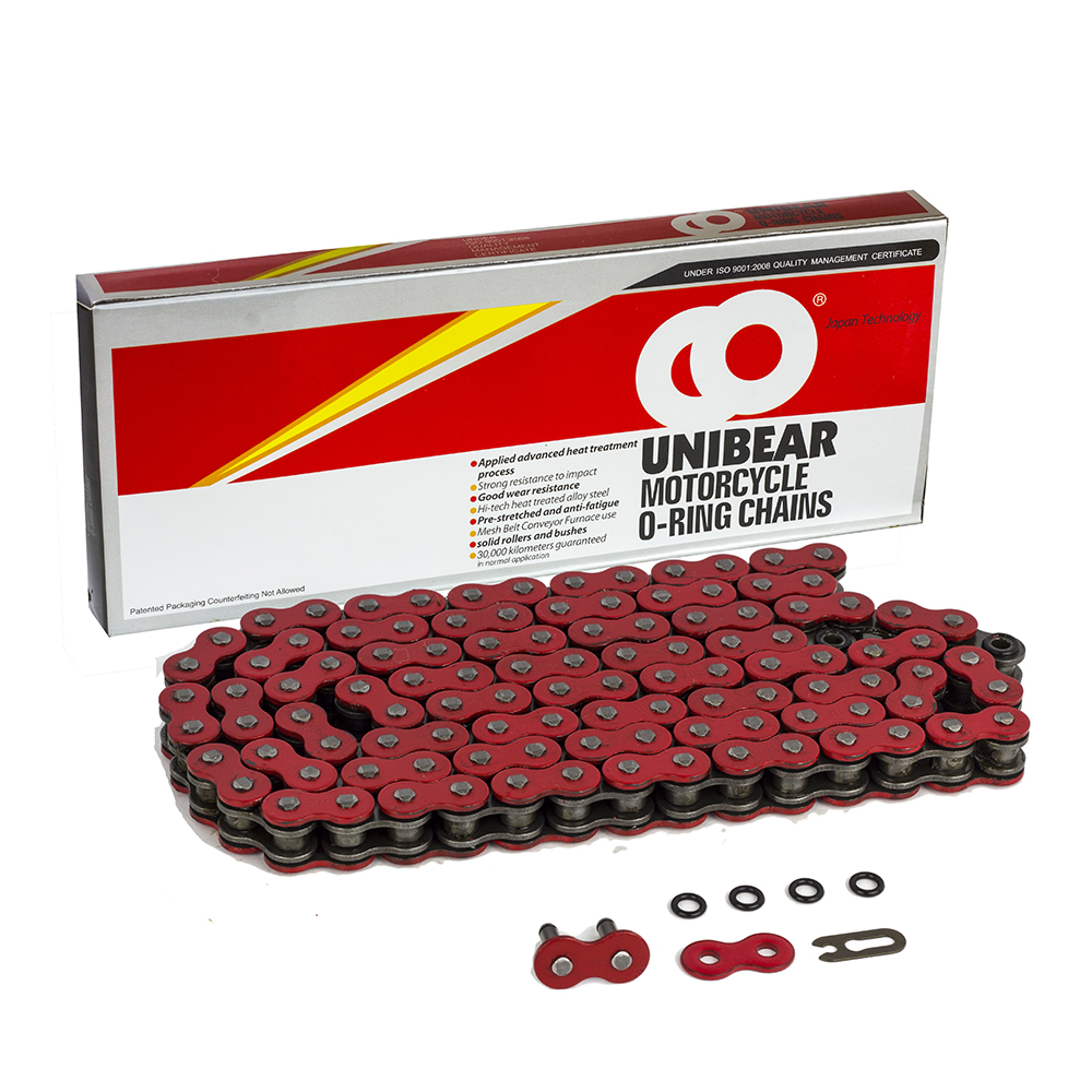 Unibear 5 Red Motorcycle O Ring Chain 110 Links With 1 Connecting Link Unibear 5 Red Motorcycle O Ring Chain 110 Links With 1 Connecting Link