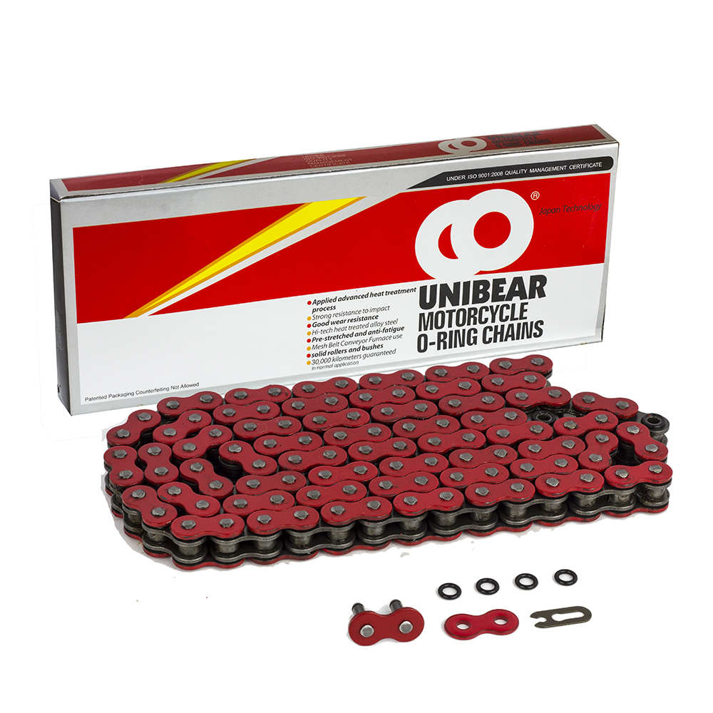 Unibear 520 Red Motorcycle O-Ring Chain 110 Links with 1 Connecting Link