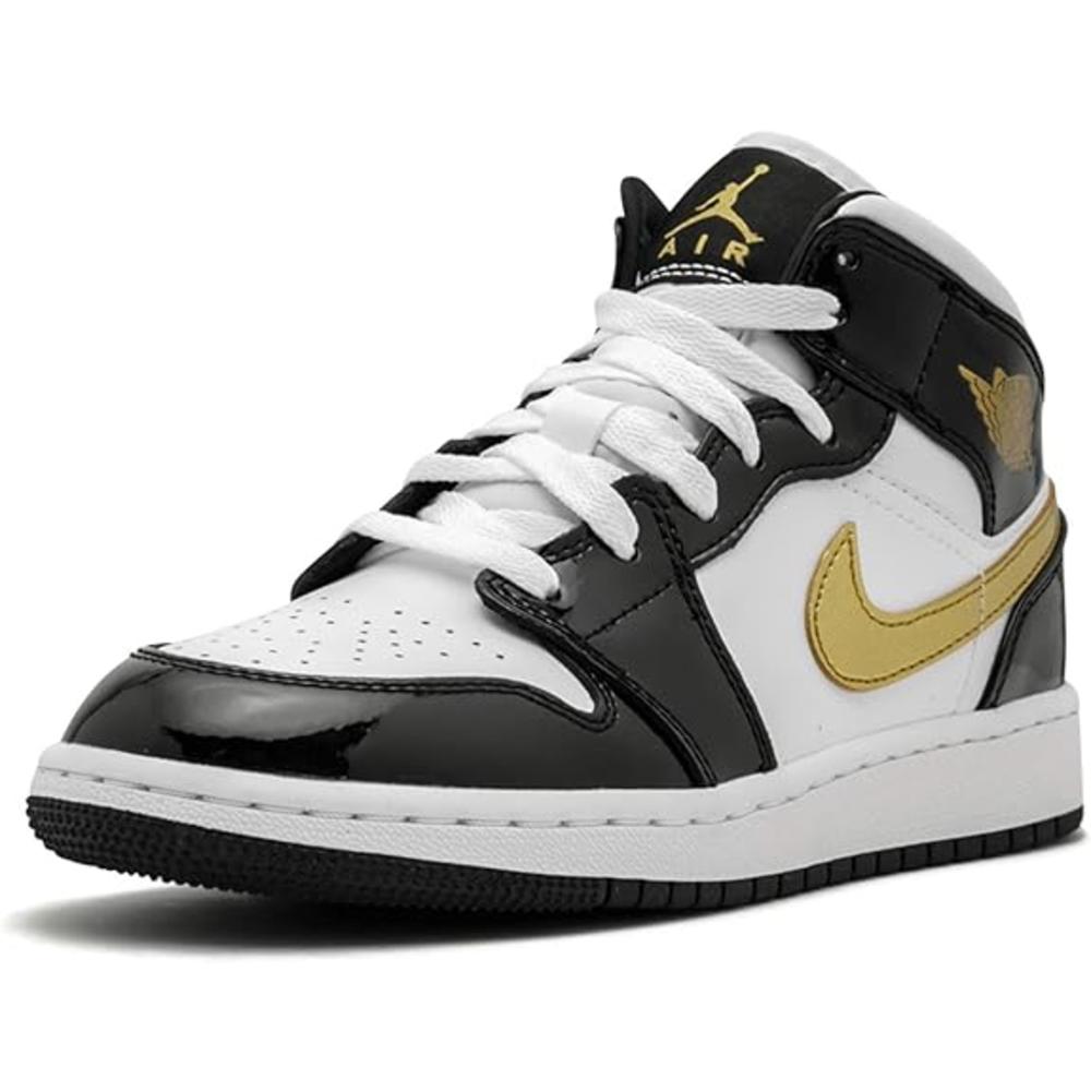 Michael Jordan Big Kid's Air Jordan 1 Mid SE Black/Metallic Gold-White (BQ6931 007)