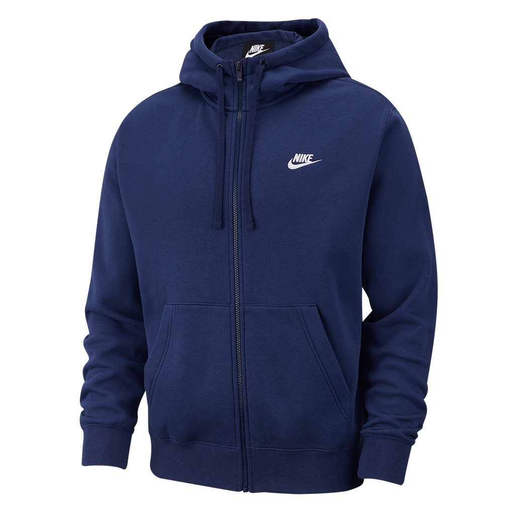 Nike Men's Nike Sportswear Midnight Navy/White Club Fleece Full-Zip Hoodie