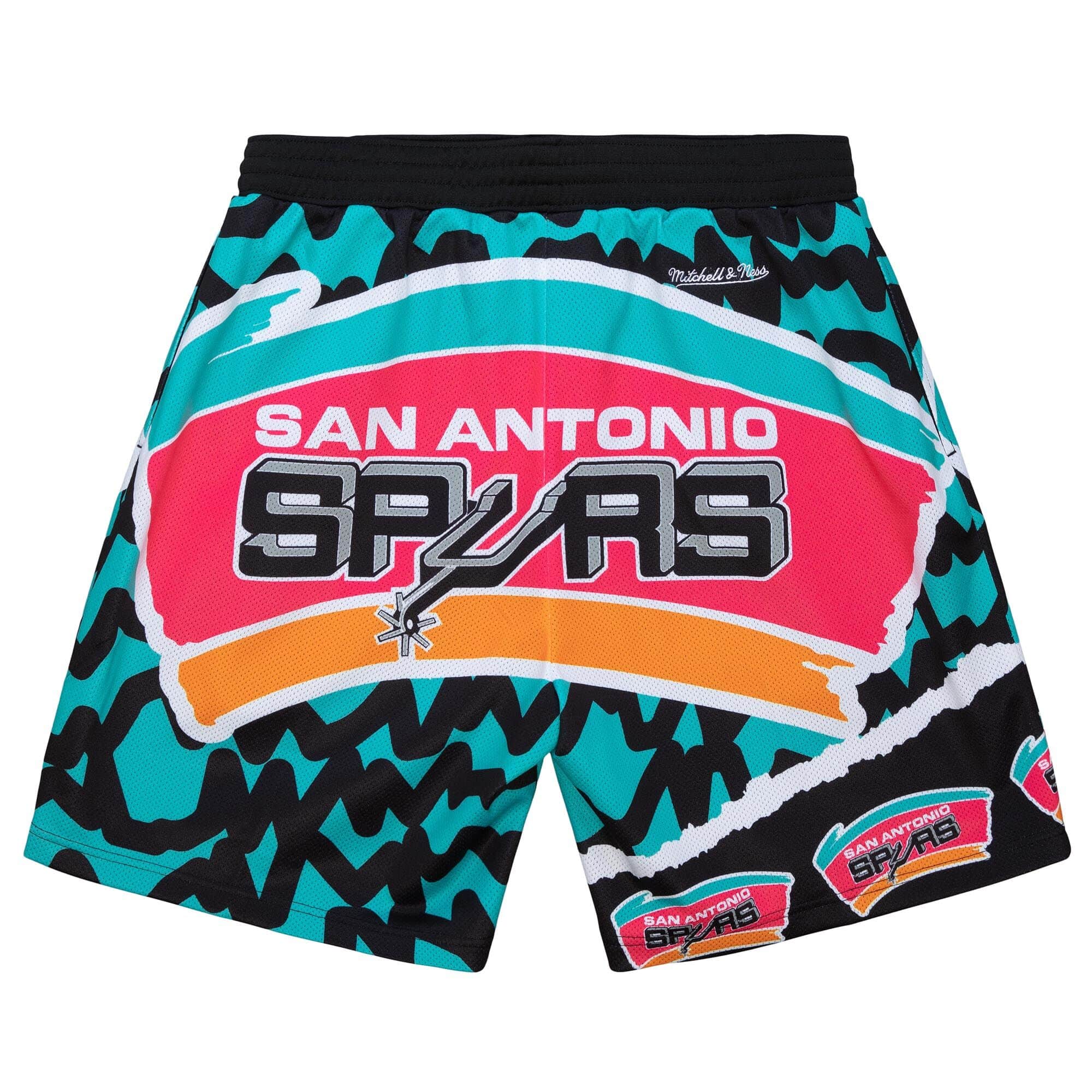 Mitchell & Ness Black/Teal NBA San Antonio Spurs Jumbotron 2.0 Shorts