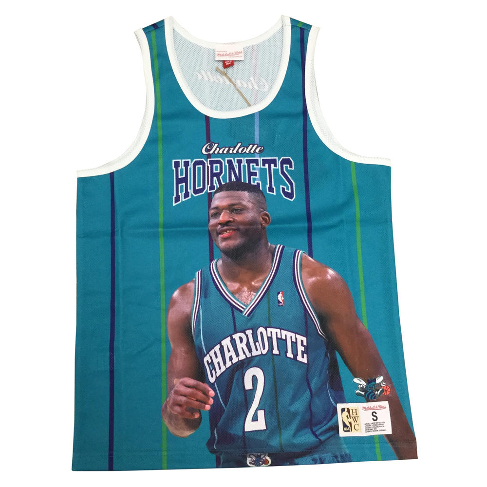 Mitchell & Ness Hi-Res Blue NBA Charlotte Hornets Johnson Sublimated Tank