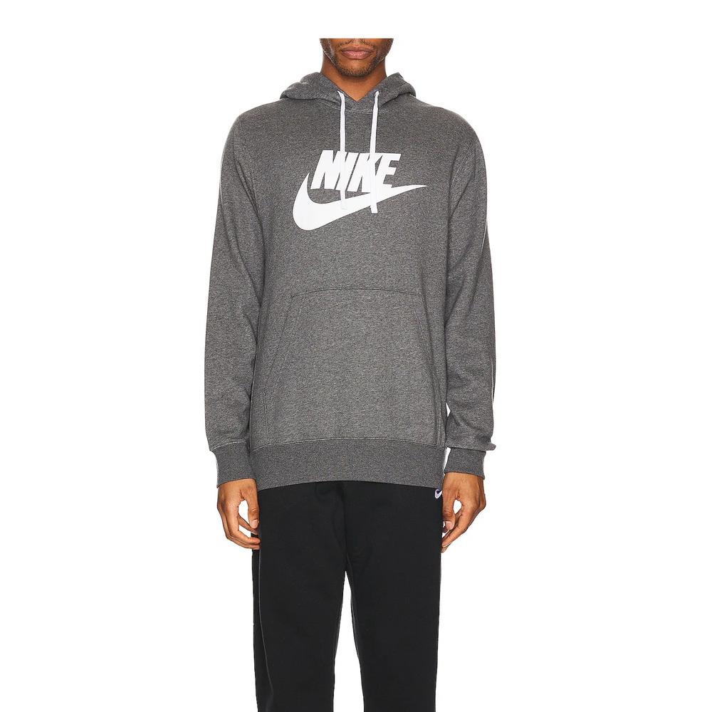 Nike Men's Nike Sportswear Charcoal Heather/White Fleece Graphic Pullover Hoodie