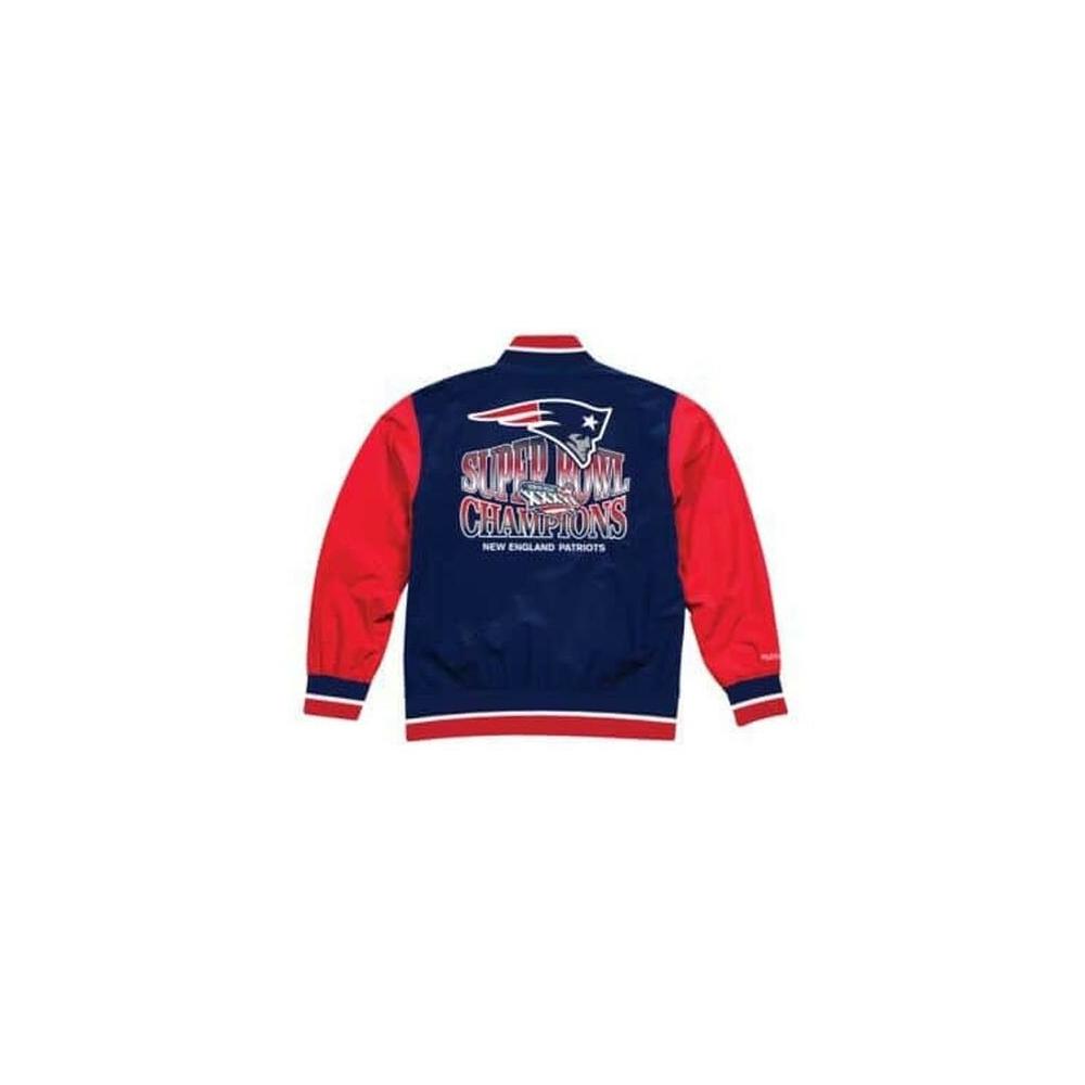 Mitchell & Ness White/Blue-Red NFL New England Patriots Team History Warm Up Jacket 2.0