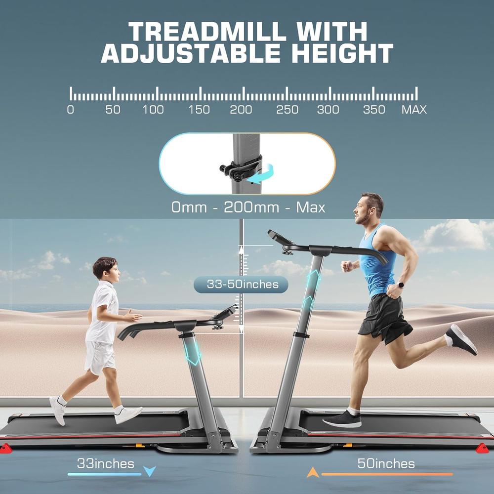 funmily 3 in 1 Foldable Treadmill with Removable Desk&Adjustable Height,Powerful Home/offie/Gym Incline Treadmill 300LBS Weight Capacity