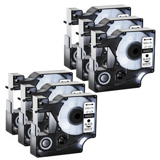 greencycle A45013-6PK GREENCYCLE 6PK Black on White Label Tape for Dymo D1  45013 LabelManager LabelPoint LabelWriter Label Maker (12mm x 7m)