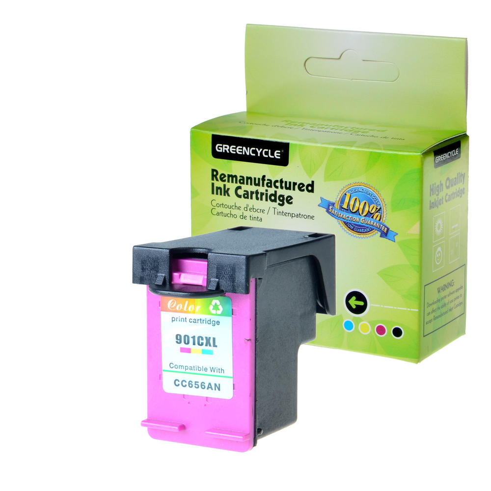 GREENCYCLE 1PK Remanufactured 901XL 901 XL CC656AN Tri-color Ink Cartridge Compatible for HP Officejet G510n J4550 4680 Printer
