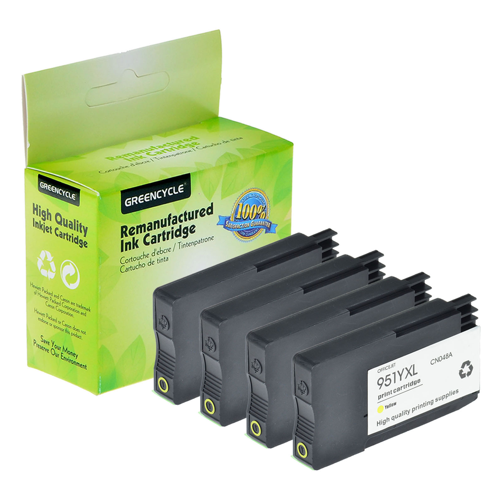 GREENCYCLE 4PK High Yield 951 951XL CN048A Yellow Ink Cartridge Refilled for HP OfficeJet Pro 8600 8640 251dw Printer