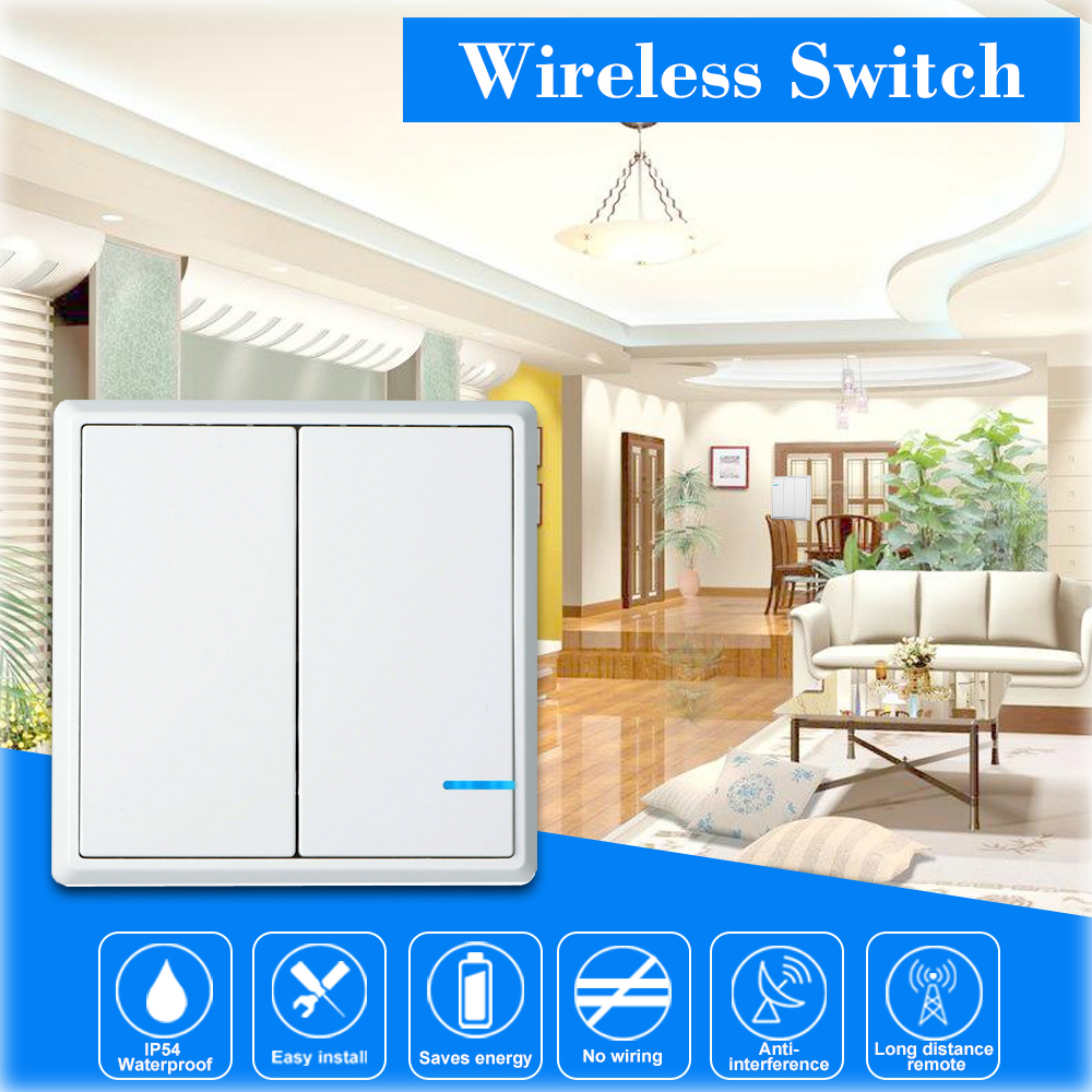 Greencycle Greencycle 1 Pk 2 Way Wireless Switch 2 Pk Remote Receiver Smart Wireless Wall Light Switch