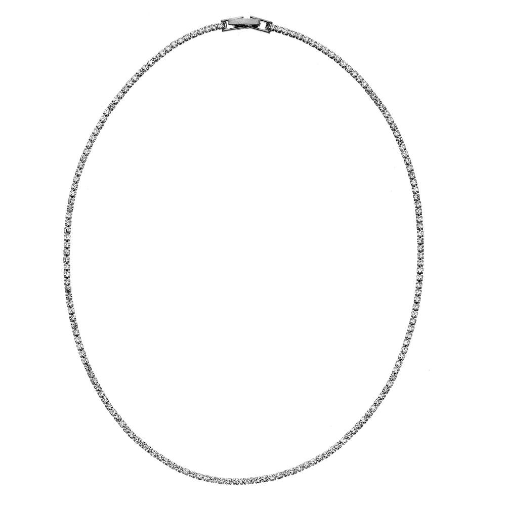 Collection Bijoux Womens Ladies Fashion Accessories Jewelry Single Row Necklace Made with Austrian Crystals 18 Inches in 3 Plating Options