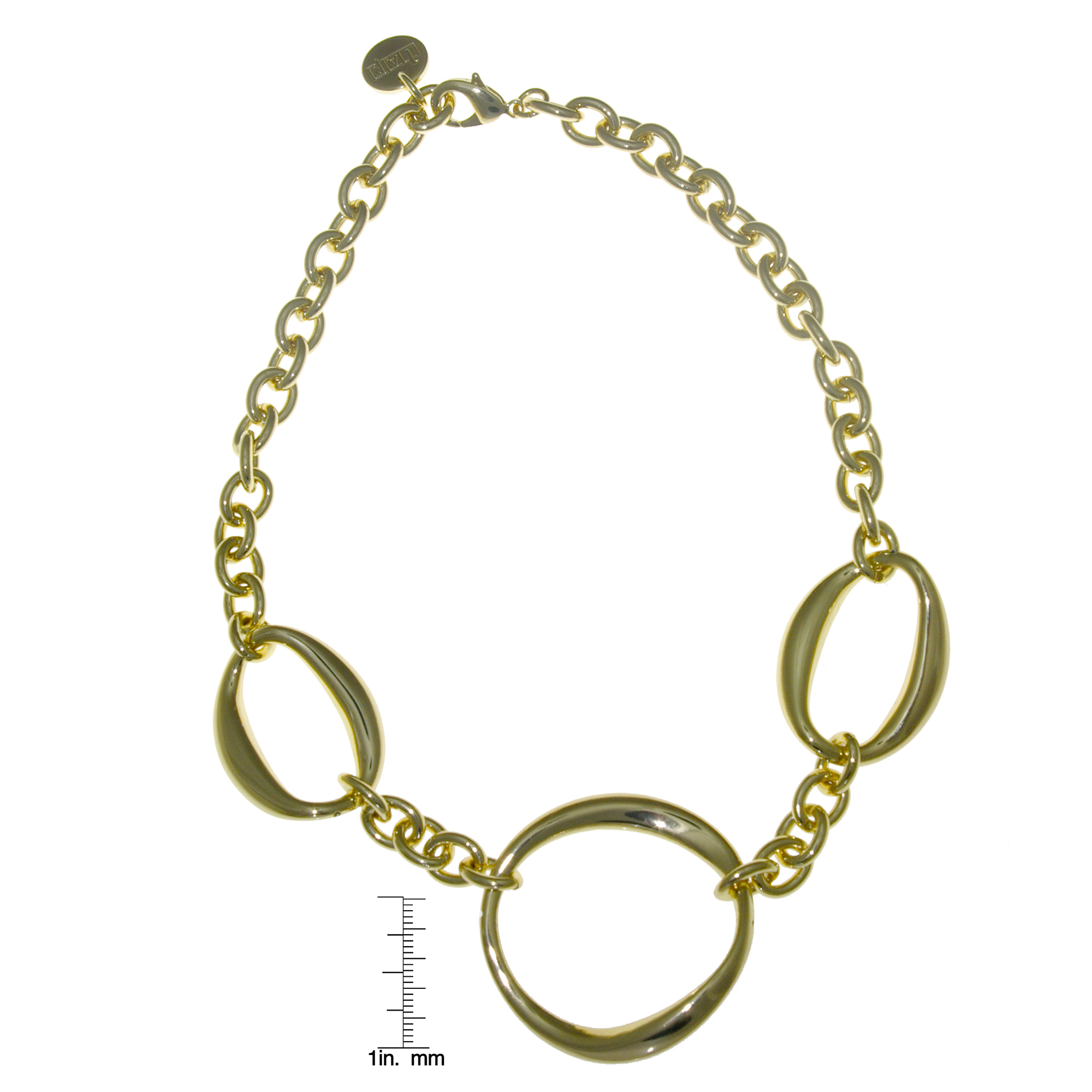 Collection Bijoux 18K Gold Plated Choker Necklace With Large Oval And Small Circle Links
