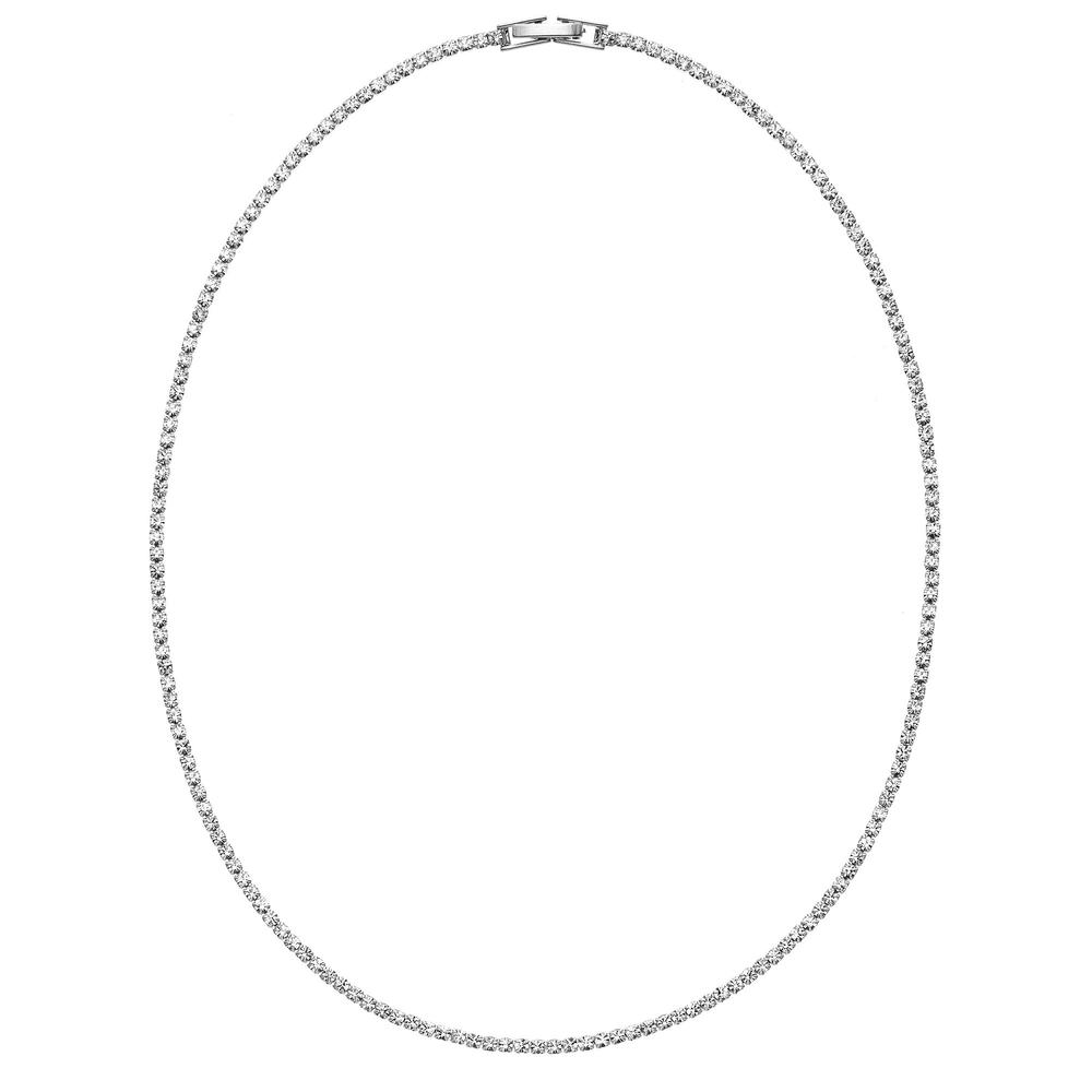 Collection Bijoux Womens Ladies Fashion Accessories Jewelry Single Row Necklace Made with Austrian Crystals 18 Inches in 3 Plating Options