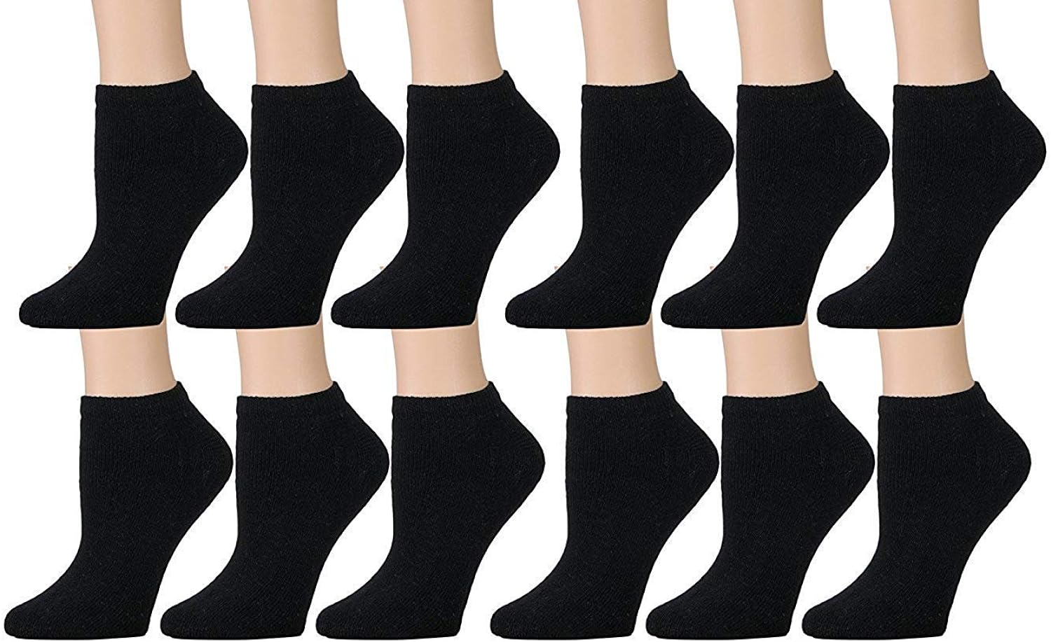 Yacht & Smith SOCKS'NBULK 12 Pairs Women's Low Cut Socks Cotton No Show Ankle Socks, Many Styles (Black)