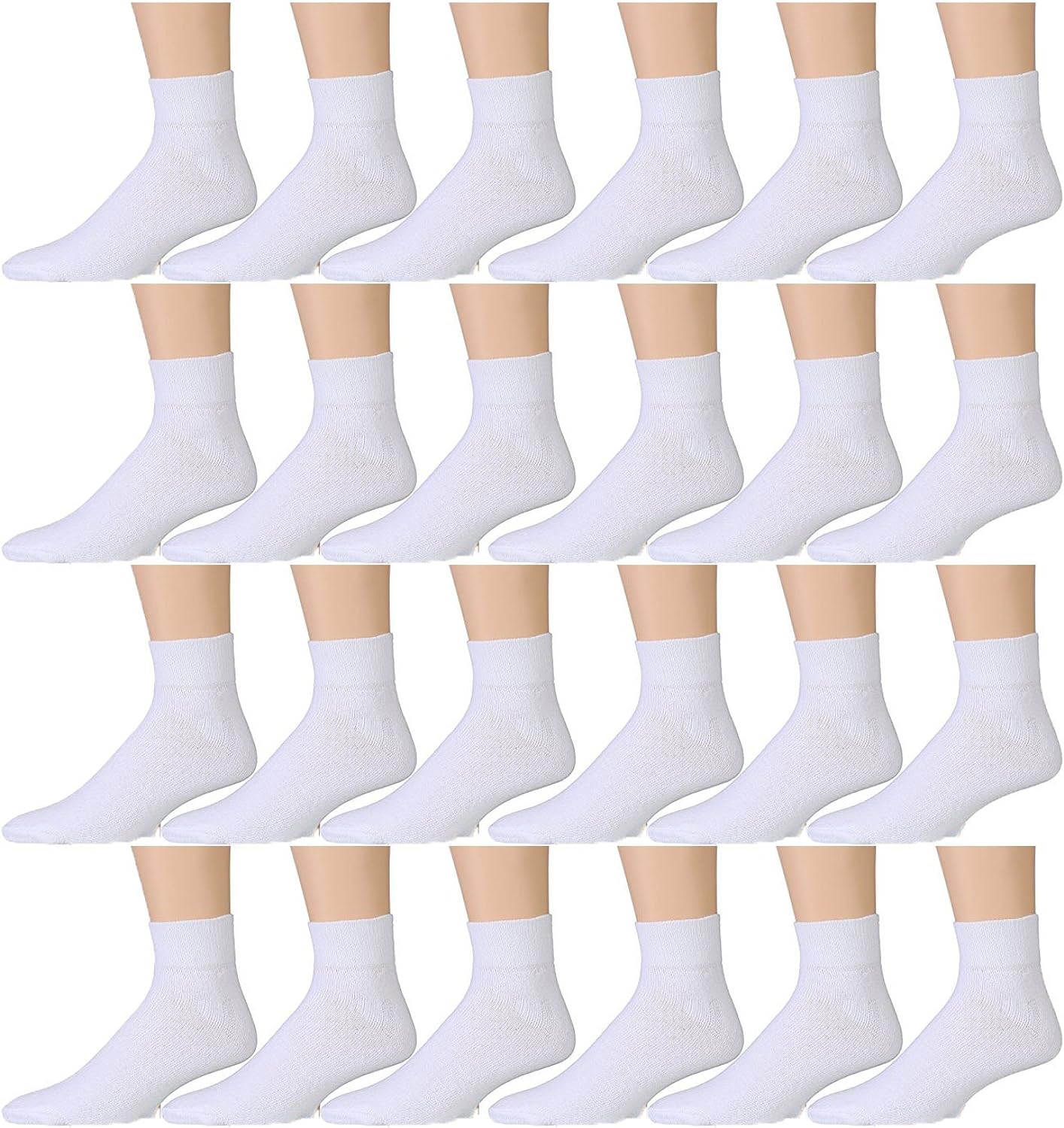 Yacht & Smith Wholesale Bulk Cotton Diabetic Crew And Ankle Socks, Loose Fit Top Non-Binding Medical Socks (36 Pack White Ankle, Men (10-13))