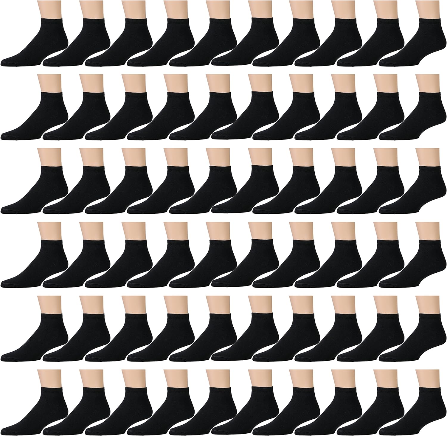 Yacht & Smith Wholesale Bulk Cotton Diabetic Crew And Ankle Socks, Loose Fit Top Non-Binding Medical Socks (60 Pack Black Ankle, Women (9-11))