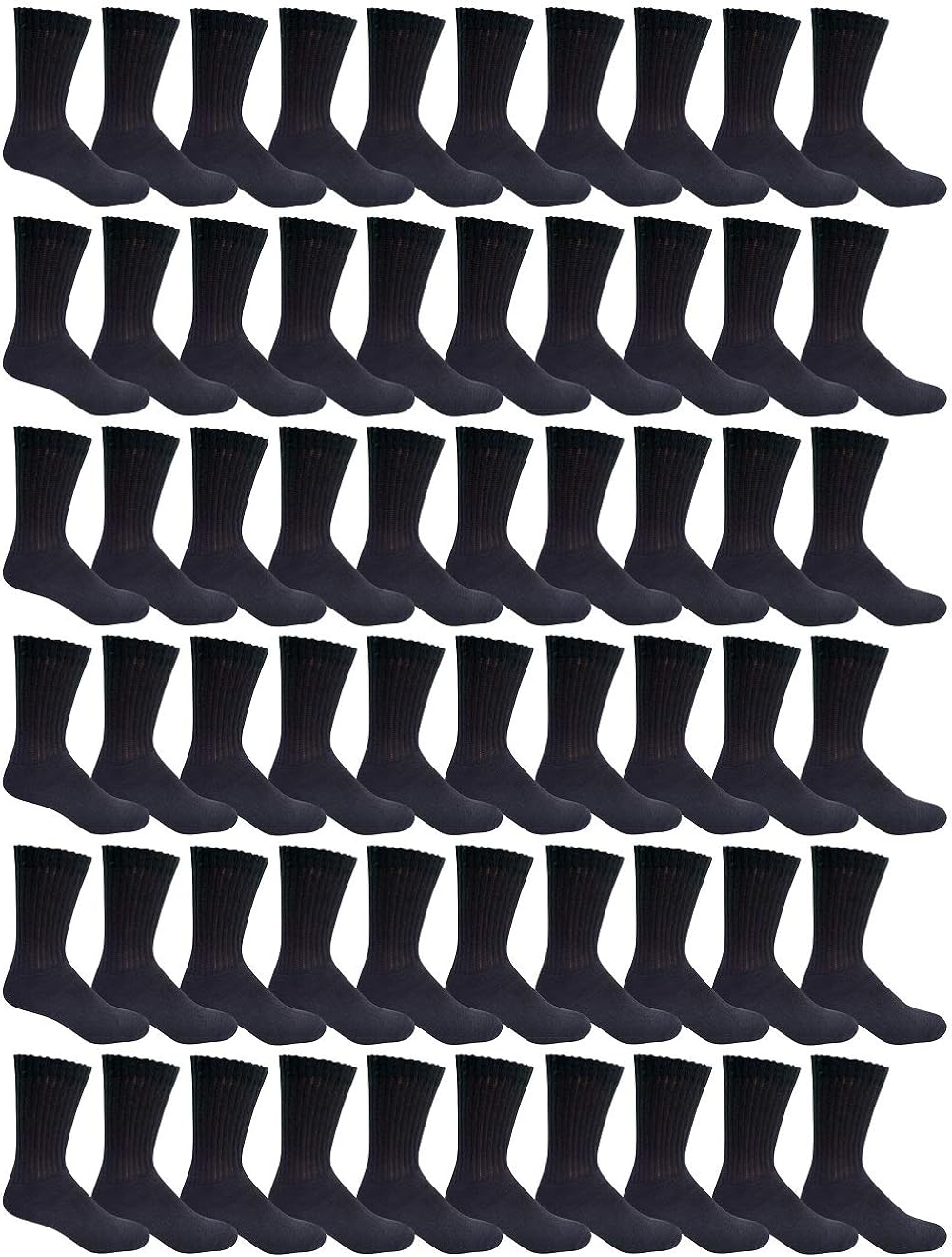 Yacht & Smith 180 Pairs Case of Mens Sports Crew Socks, King Size 13-16, Wholesale Bulk Pack Athletic Sock, by WSD (Black)