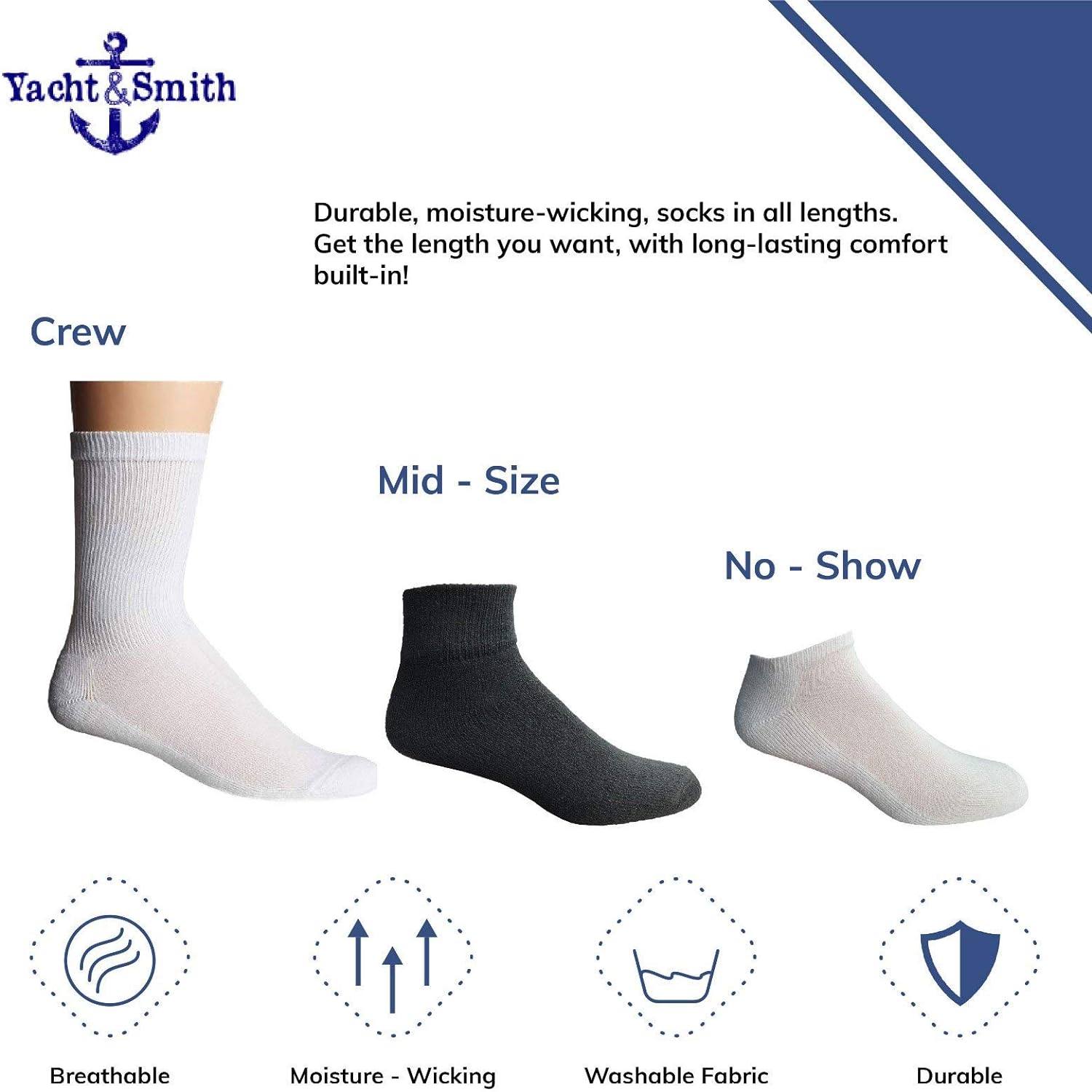 Yacht & Smith Wholesale Kids Crew Socks, Childrens Cotton Casual Crew Socks Size 4-15