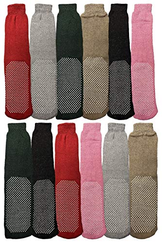 Yacht & Smith Womens Thermal Slipper Socks, Non-Skid with Gripper Bottom, Assorted Colors (12 Pairs Assorted B, (9-11))