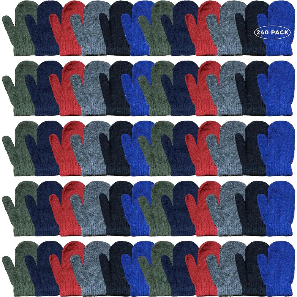 Yacht & Smith Wholesale Bulk Kids Gloves Mittens, Striped and Solid Colors Childrens