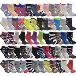 Yacht & Smith 60 Pairs Kids Colorful Thin Lightweight Low Cut Ankle Socks, Wholesale Bulk Children's Sock, (Womens 60 Pairs Patterned)