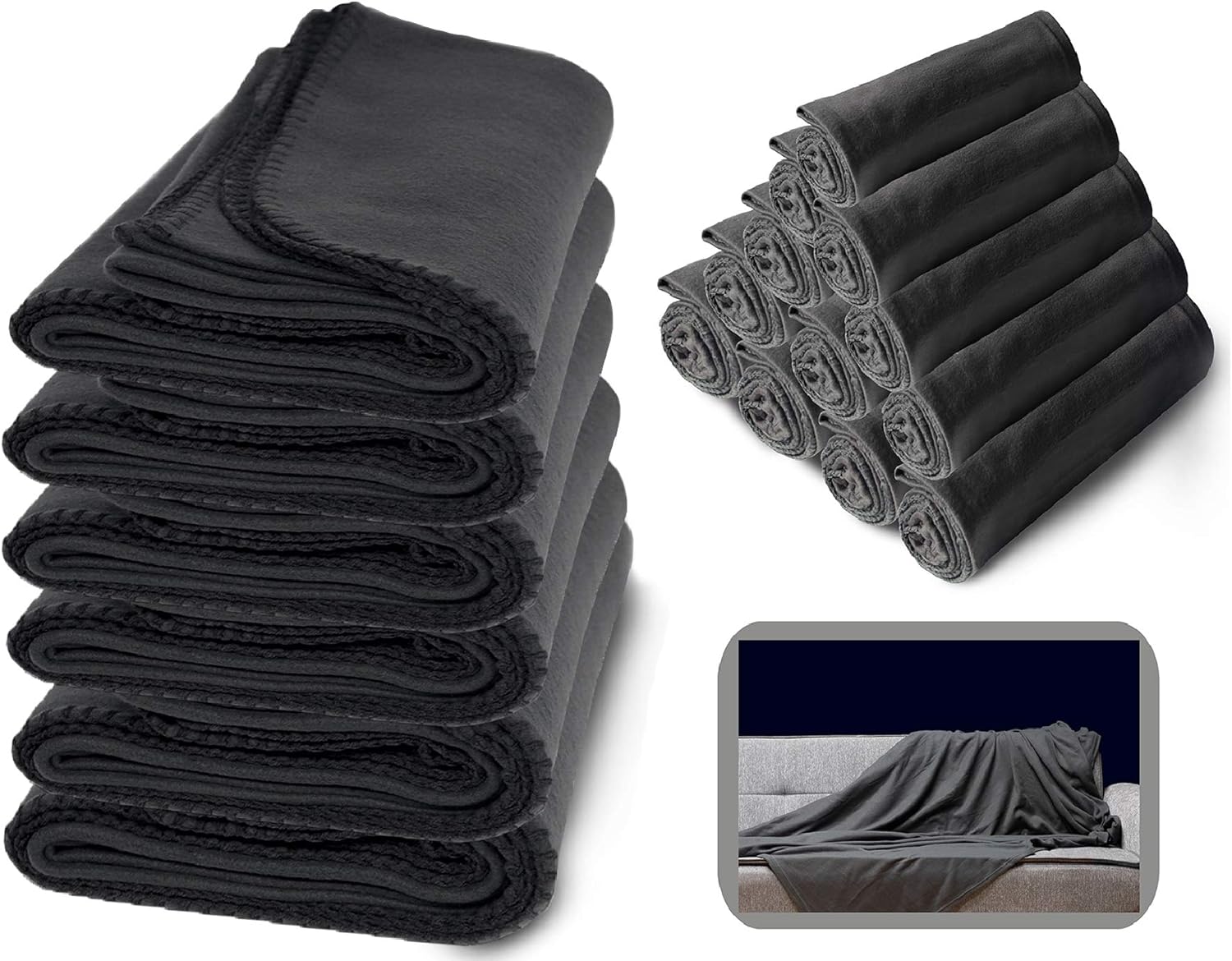 Yacht & Smith Bulk Soft Fleece Blankets 50 X 60, Cozy Warm Throw Blanket Sofa Travel Outdoor, Wholesale (50 X 60, 24 Pack Charcoal Gray)
