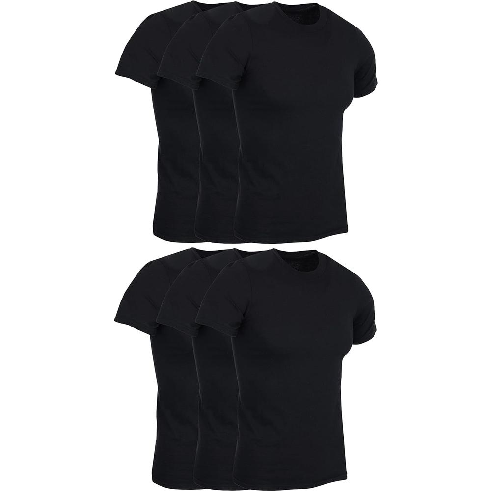 BILLIONHATS 6 Pack Men's Solid Colors Cotton T-Shirts Short Sleeve Lightweight Tees, Bulk (Black, Large, l)