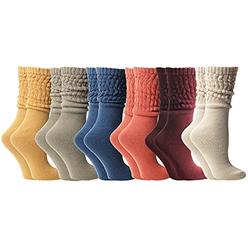 Yacht & Smith 6 Pack Yacht & Smith Scrunch Socks for women Cotton Slouch Sock, Woman Knee High Boot Sock (6 Pairs Earth Tone)