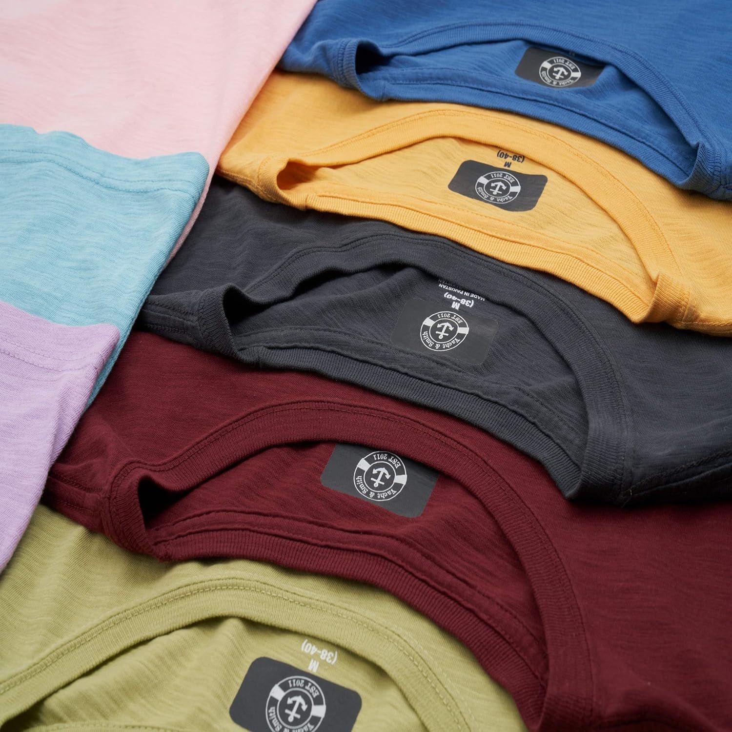 Yacht & Smith 9 Pack of Mens Cotton Slub Pocket Tees Tshirt, T-shirts in bulk Wholesale, Colorful Packs (3XL)