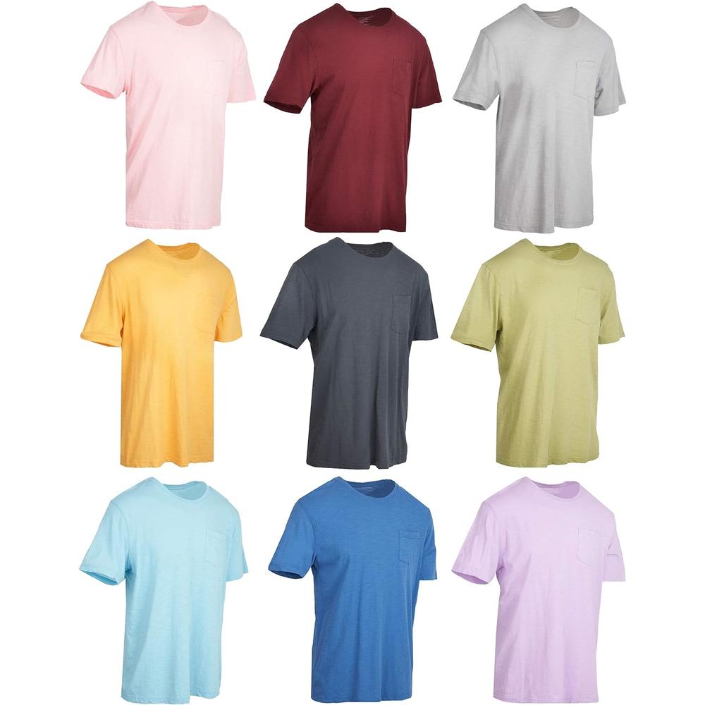 Yacht & Smith 9 Pack of Mens Cotton Slub Pocket Tees Tshirt, T-shirts in bulk Wholesale, Colorful Packs (3XL)
