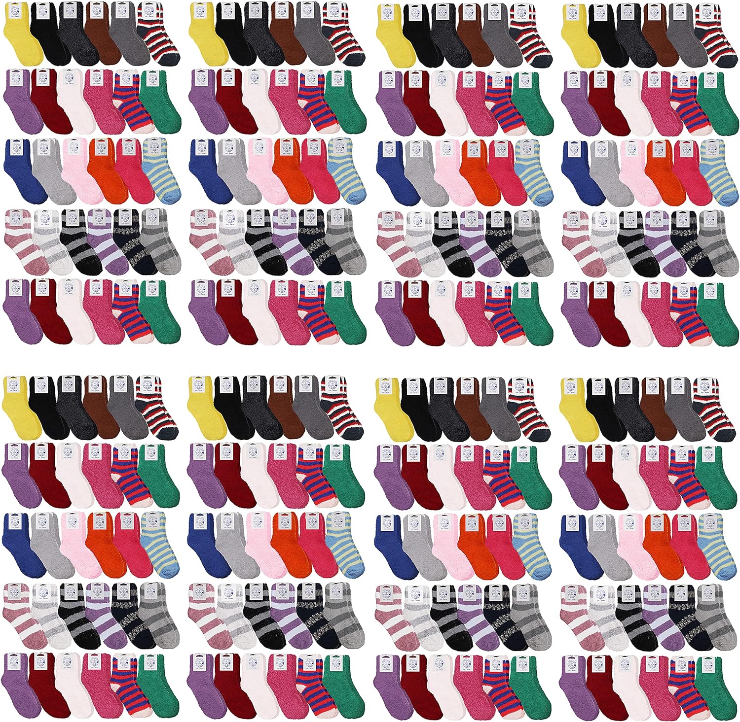 Wholesale Sock Deals 120 Pairs Case Of WSD Womens Fuzzy Socks, Winter Soft Fluffy Assorted Socks Size, 9-11