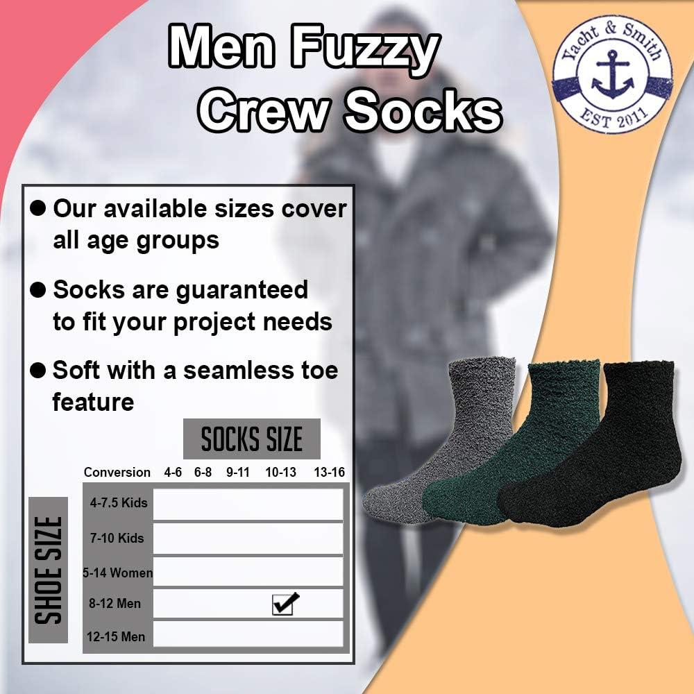 Yacht & Smith Mens Fuzzy Socks, Soft Warm Winter Slipper Plush Sock (12 Pairs Assorted)