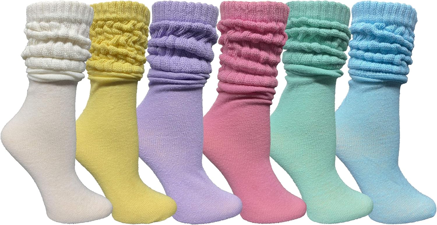 Yacht & Smith 6 Pack Yacht & Smith Womens Cotton Slouch Socks, Womans Knee High Boot Socks