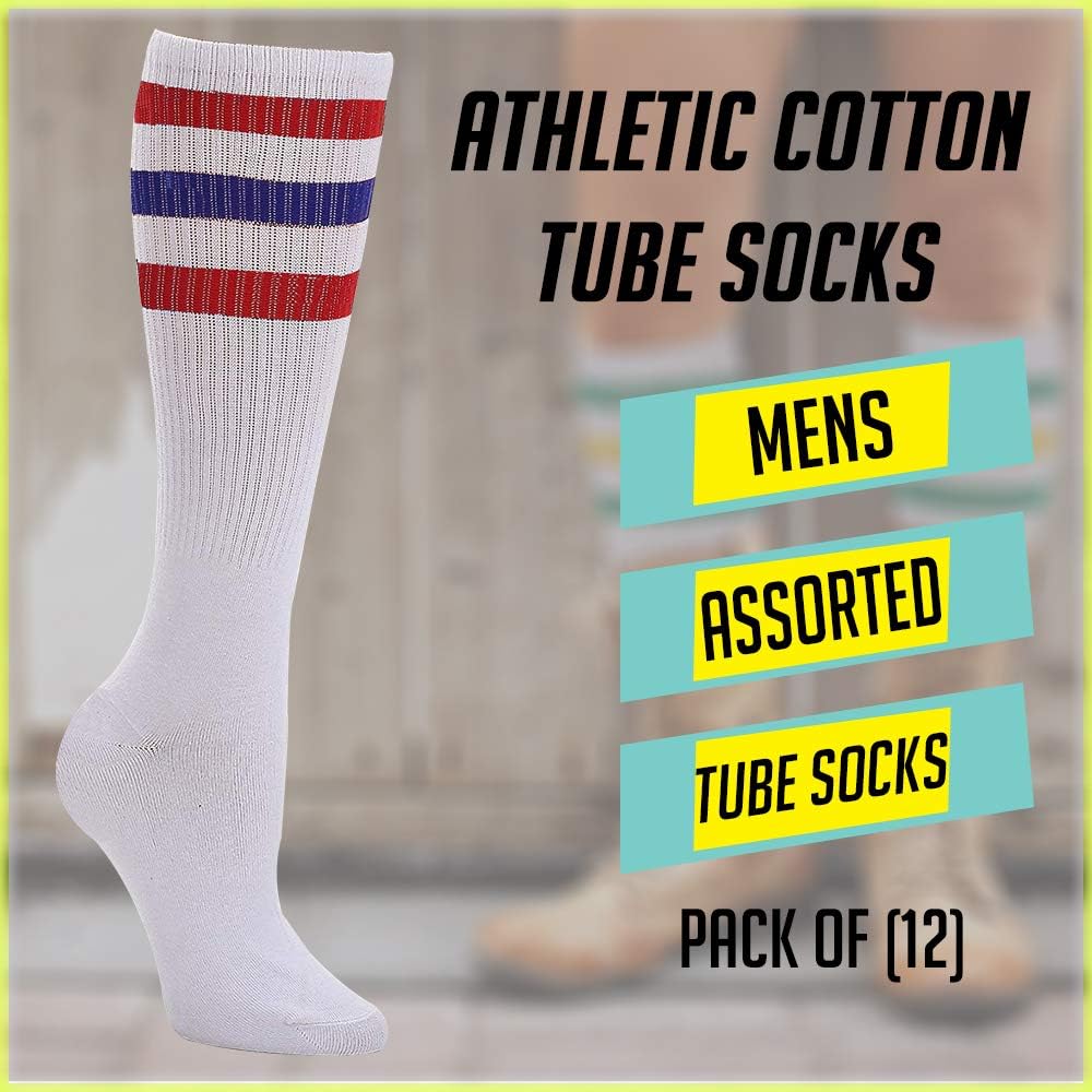 Yacht & Smith 12 Pairs Men's & Women's Tube Socks Referee Style by SOCKS'NBULK
