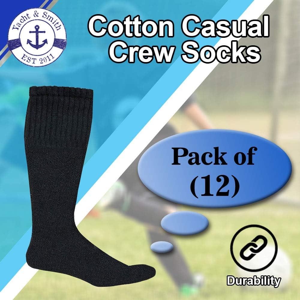 Yacht & Smith Wholesale Kids Crew Socks, Childrens Cotton Casual Crew Socks Size 6-8 (12)