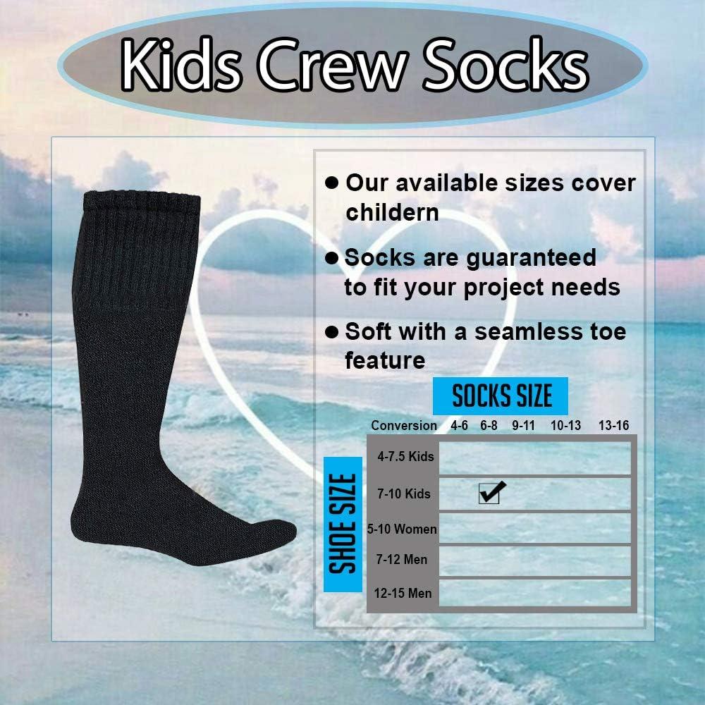 Yacht & Smith Wholesale Kids Crew Socks, Childrens Cotton Casual Crew Socks Size 6-8 (12)