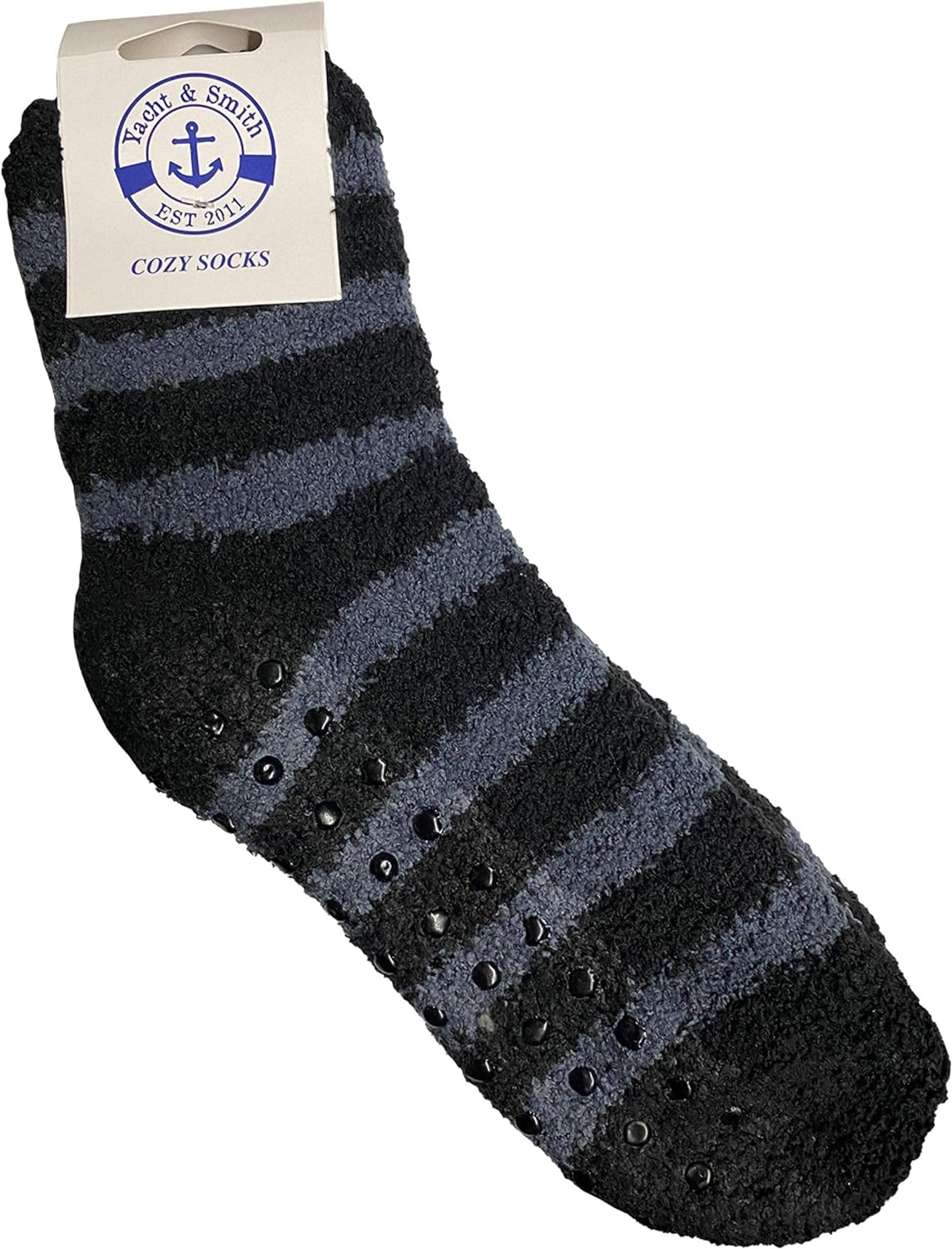 Yacht & Smith Womens Fuzzy Gripper Non Skid Socks, Grippy Sock, Soft, Furry Ladies Grip Socks Bulk (Striped Color)