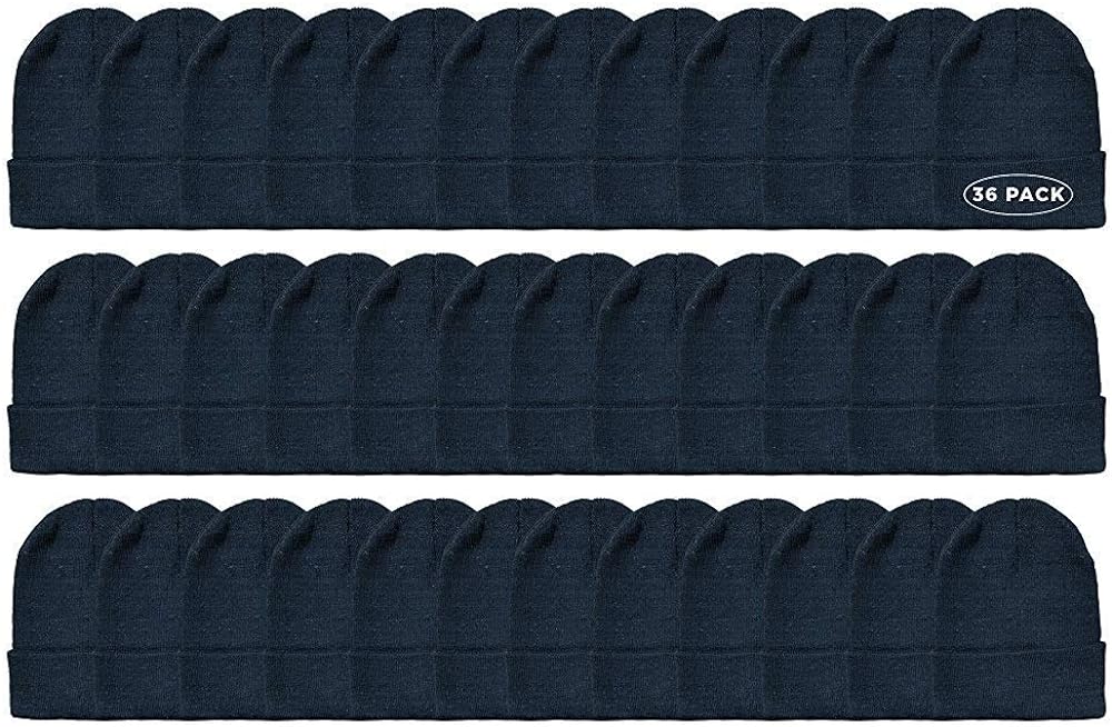 Yacht & Smith 36 Pack of Yacht & Smith Wholesale Beanies Or Gloves, Bulk Thermal Winter Hat Or Glove (Black Hat)