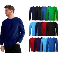 BILLIONHATS Mens Long Sleeve Colorful T-Shirts, 100% Cotton - Crew Neck Bulk Tees for Men (12 Pack Long Sleeve, XX-Large)