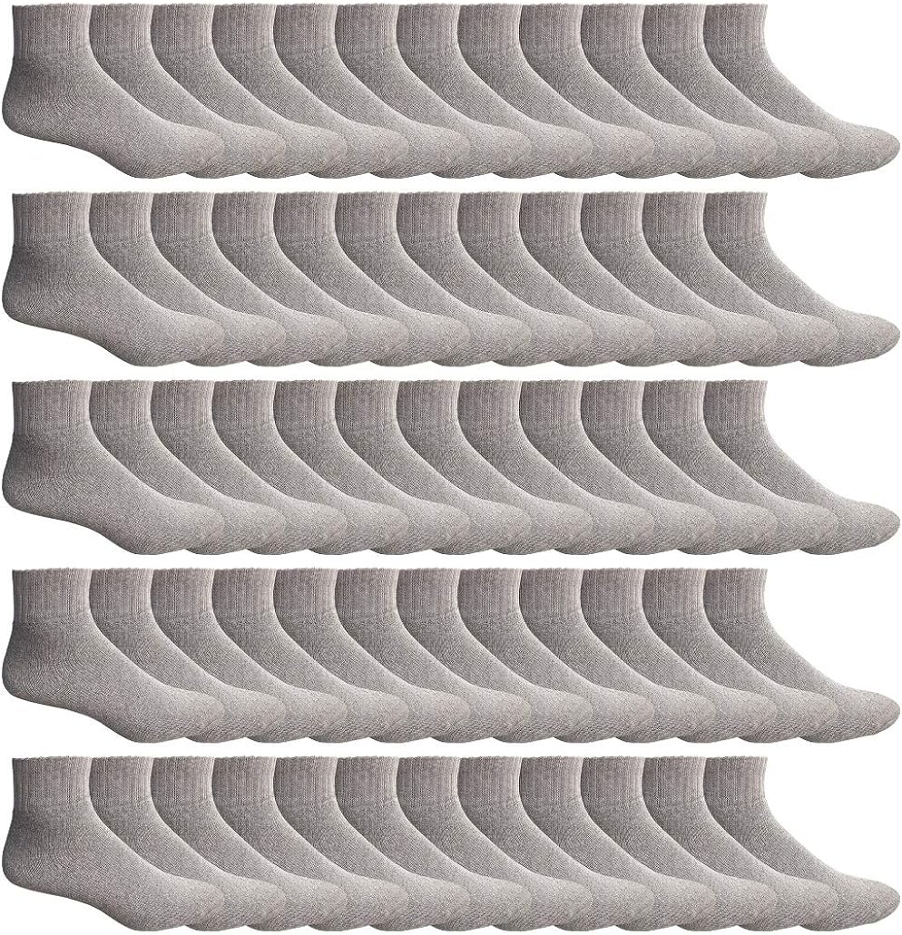 Yacht & Smith Mens & Womens Ankle Wholesale Bulk Pack Athletic Sports Socks (Mens 10-13 (Shoe Size 7-12), 120 Pairs Gray)