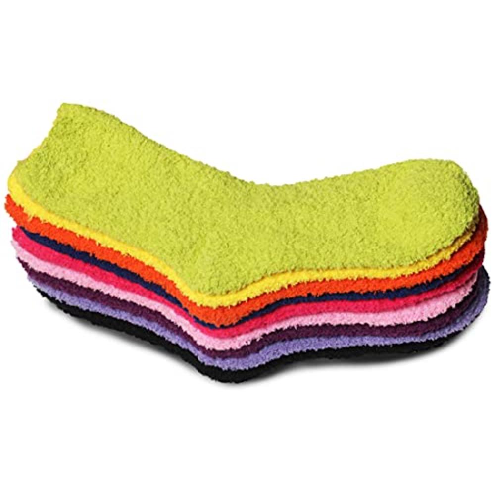 Yacht & Smith Women Fuzzy Socks Crew Socks, Warm Butter Soft (9-11) (240 Pairs Bright Solid)