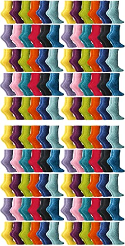 Yacht & Smith Women Fuzzy Socks Crew Socks, Warm Butter Soft (9-11) (240 Pairs Bright Solid)